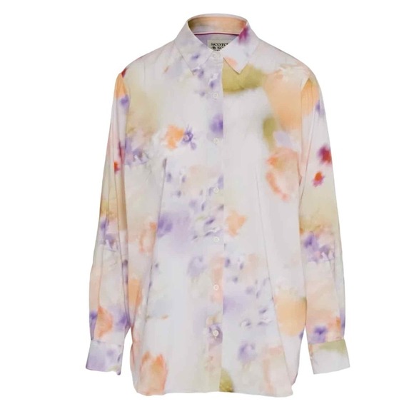Scotch & Soda Faded Watercolor Painting Loose Fit Long Sleeve Blouse Size US 4 - Picture 1 of 15